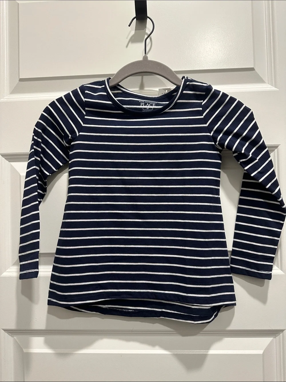 The Children's Place Navy and White Striped Long-Sleeve Tee